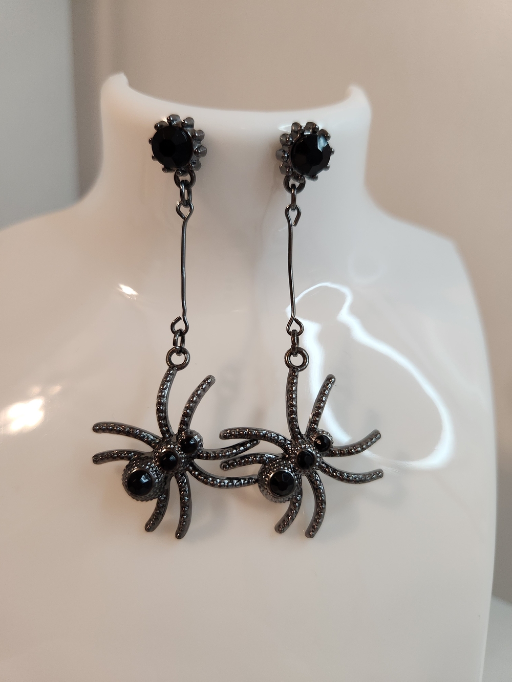 Black Spider Drop Earrings - Women Jewelry